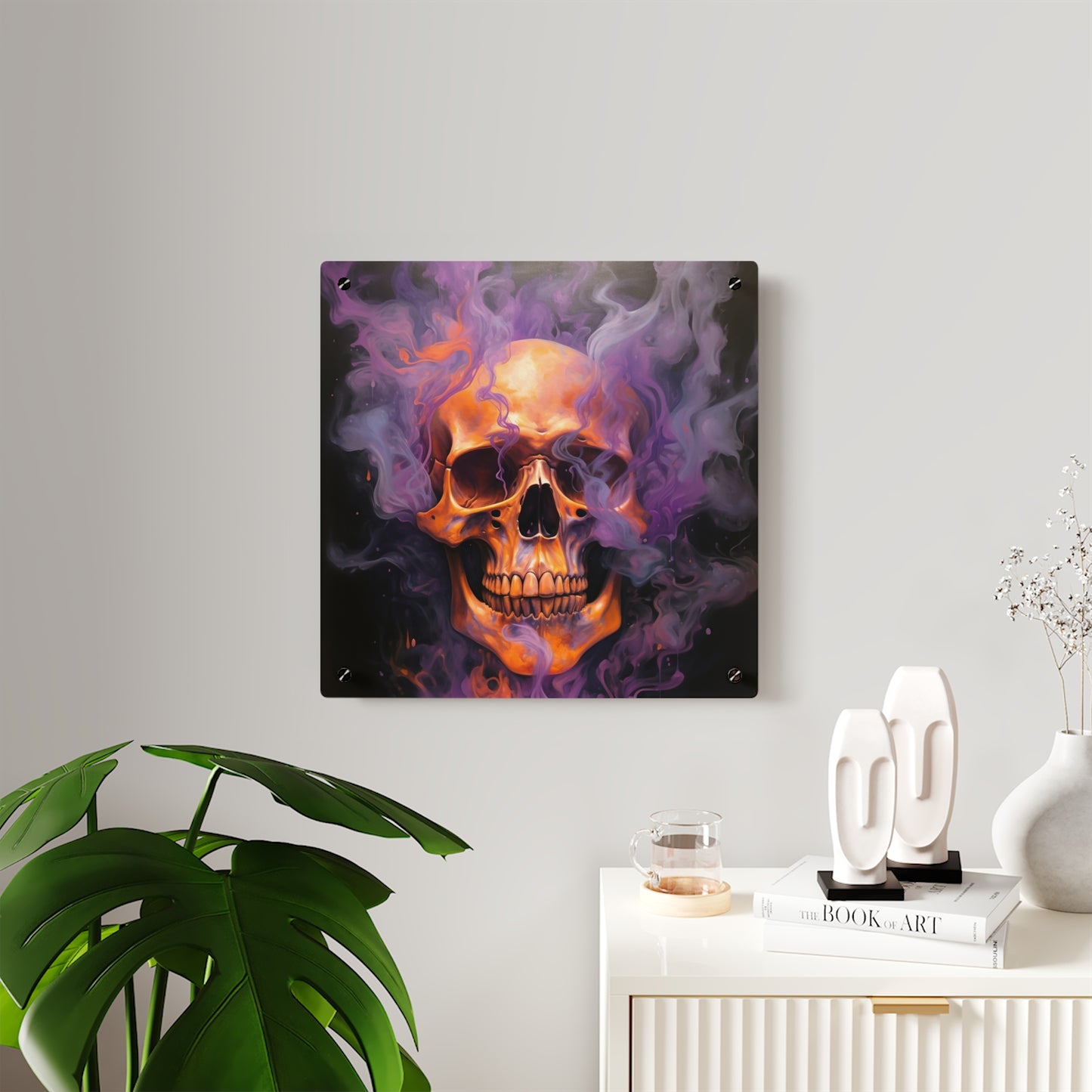 Acrylic Wall Art Panels Skull Flames 4