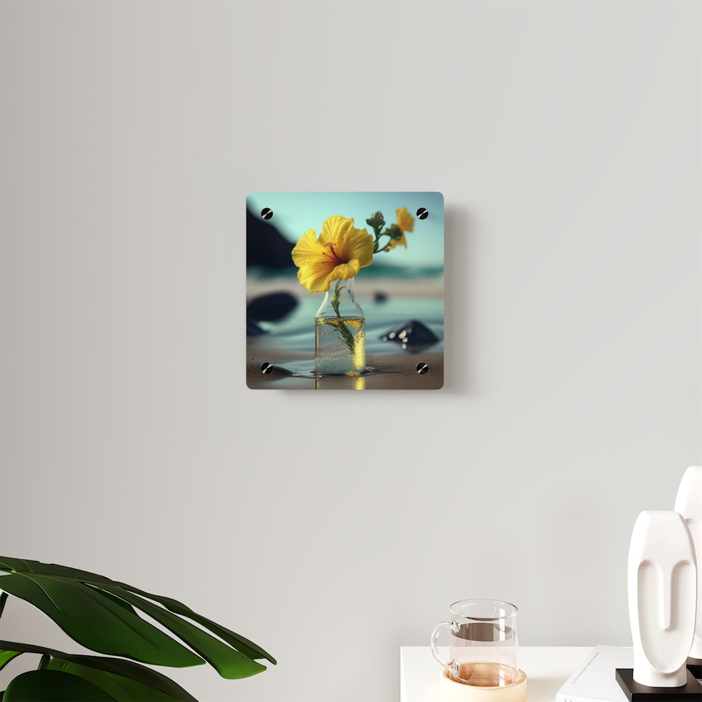 Acrylic Wall Art Panels Yellow Hibiscus glass 3