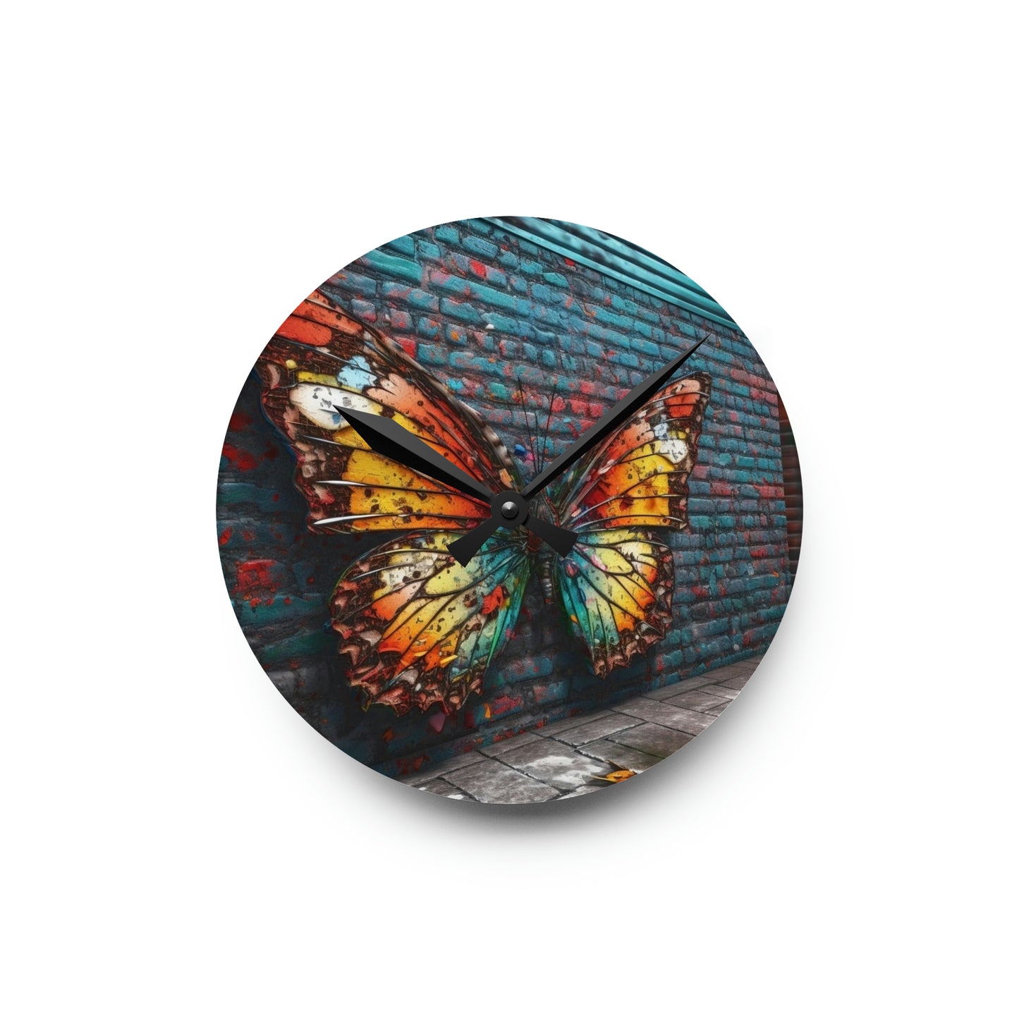 Acrylic Wall Clock Liquid Street Butterfly 2