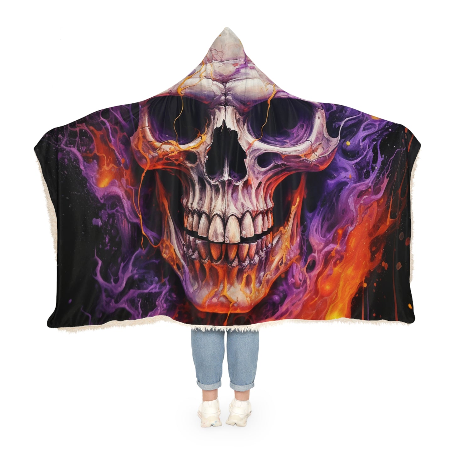 Snuggle Hooded Blanket Skull Flames 2