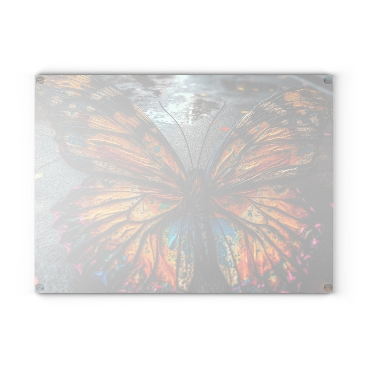 Glass Cutting Board Liquid Street Butterfly 1