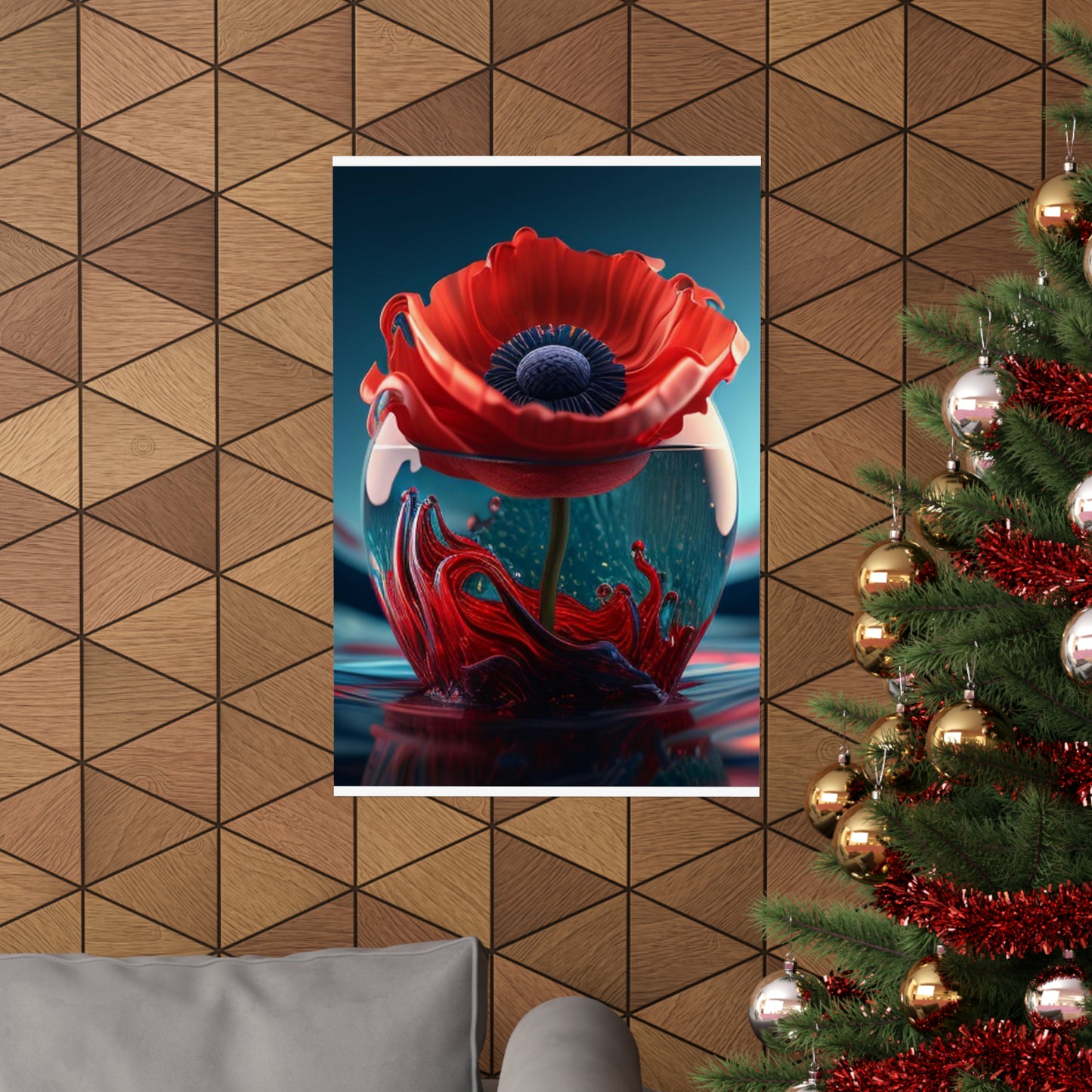 Premium Matte Vertical Posters Red Anemone in a Vase 2