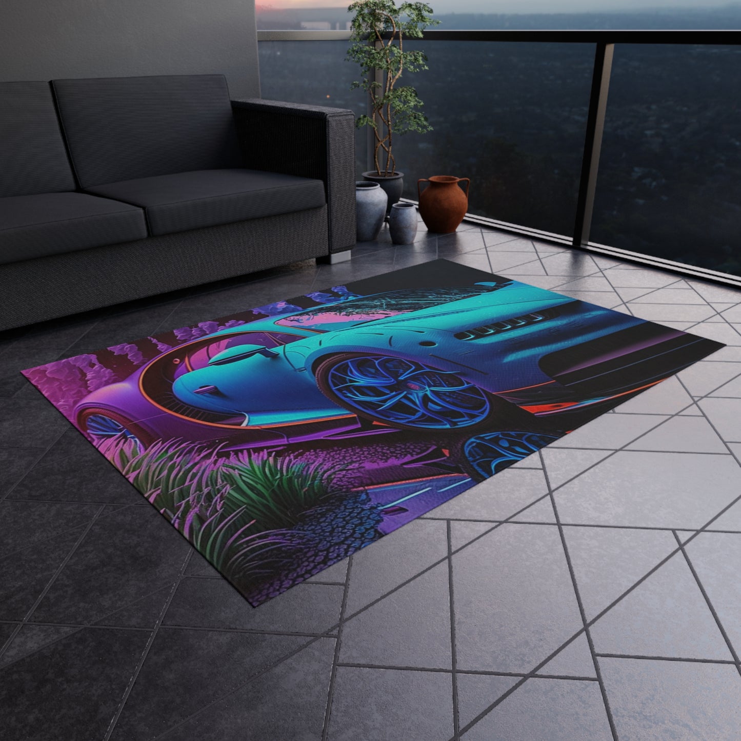 Outdoor Rug  Bugatti Neon Chiron 2