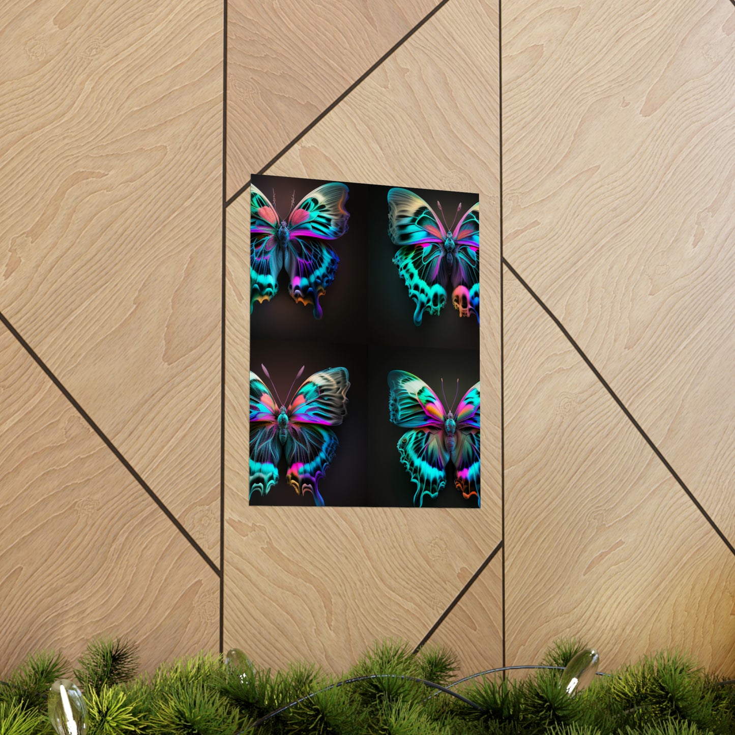 Premium Matte Vertical Posters Neon Butterfly Fusion 5