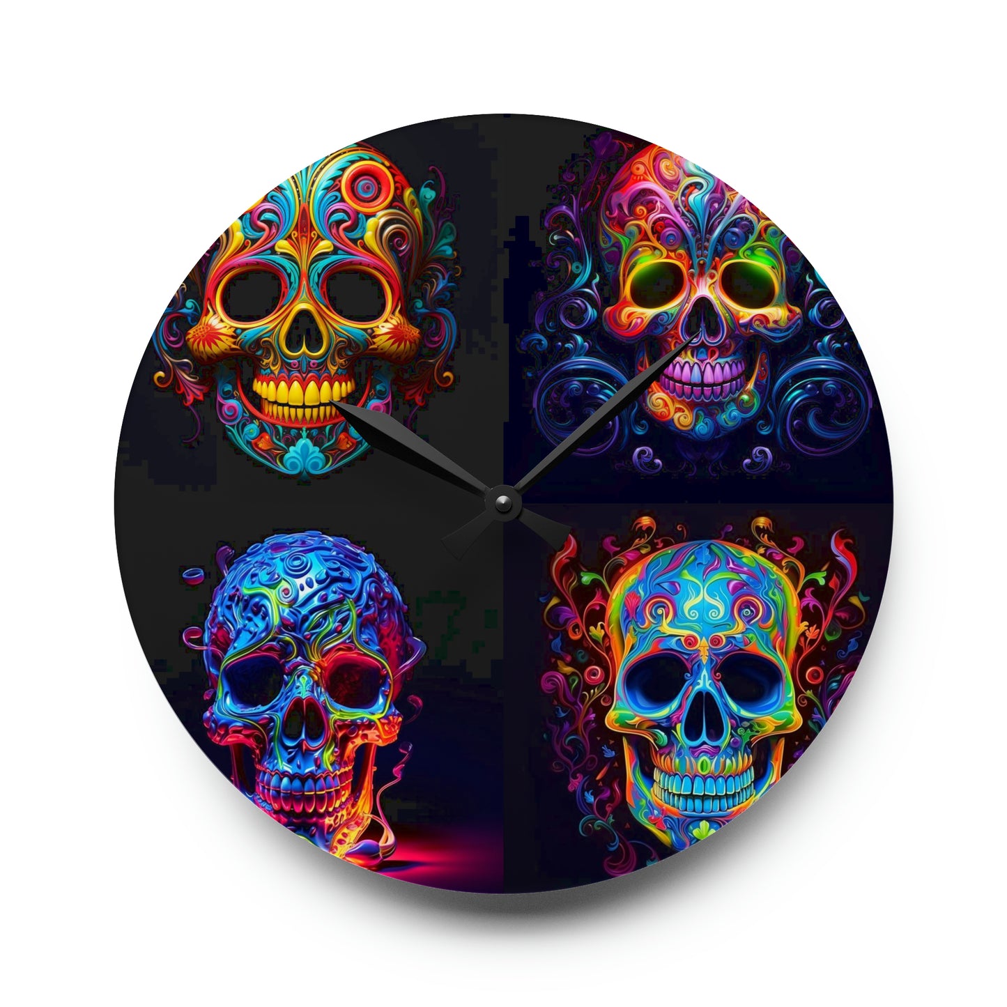 Acrylic Wall Clock Macro Skull Color 5