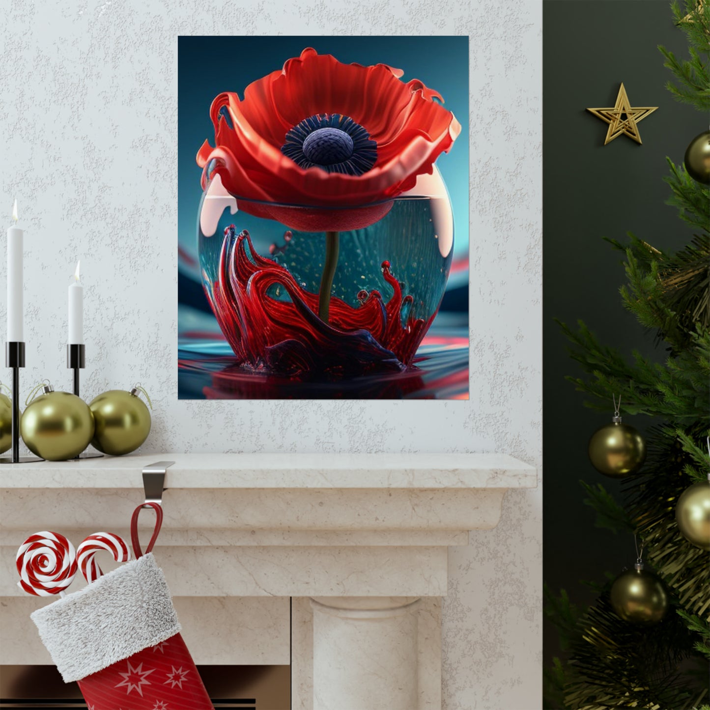 Premium Matte Vertical Posters Red Anemone in a Vase 2