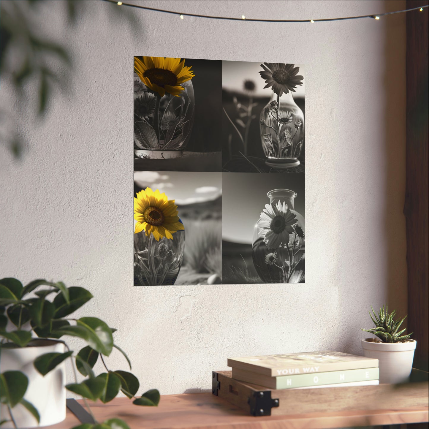 Premium Matte Vertical Posters Yellw Sunflower in a vase 5