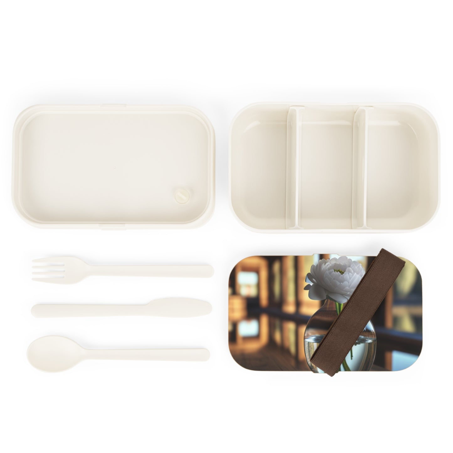 Bento Lunch Box White Peony glass vase 3