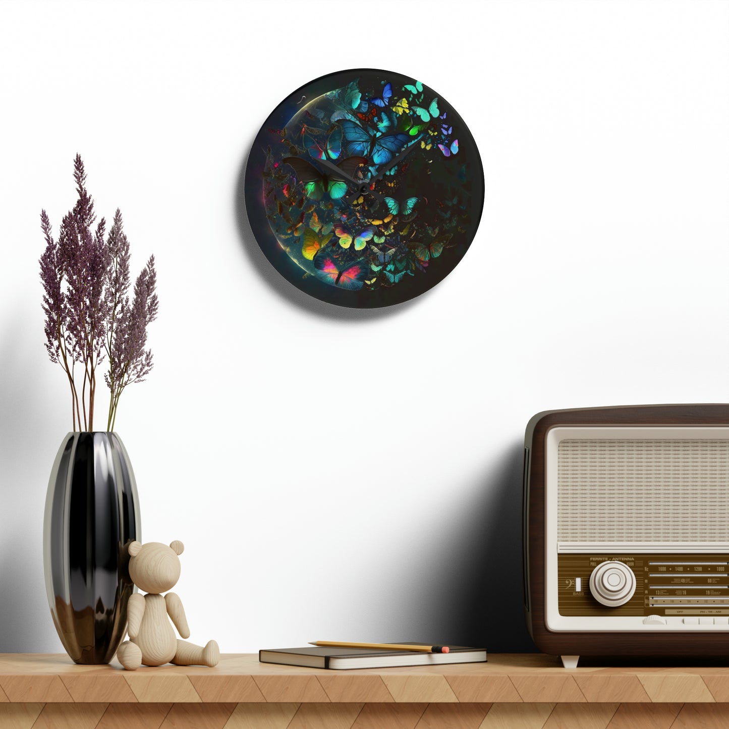 Acrylic Wall Clock Moon Butterfly 4