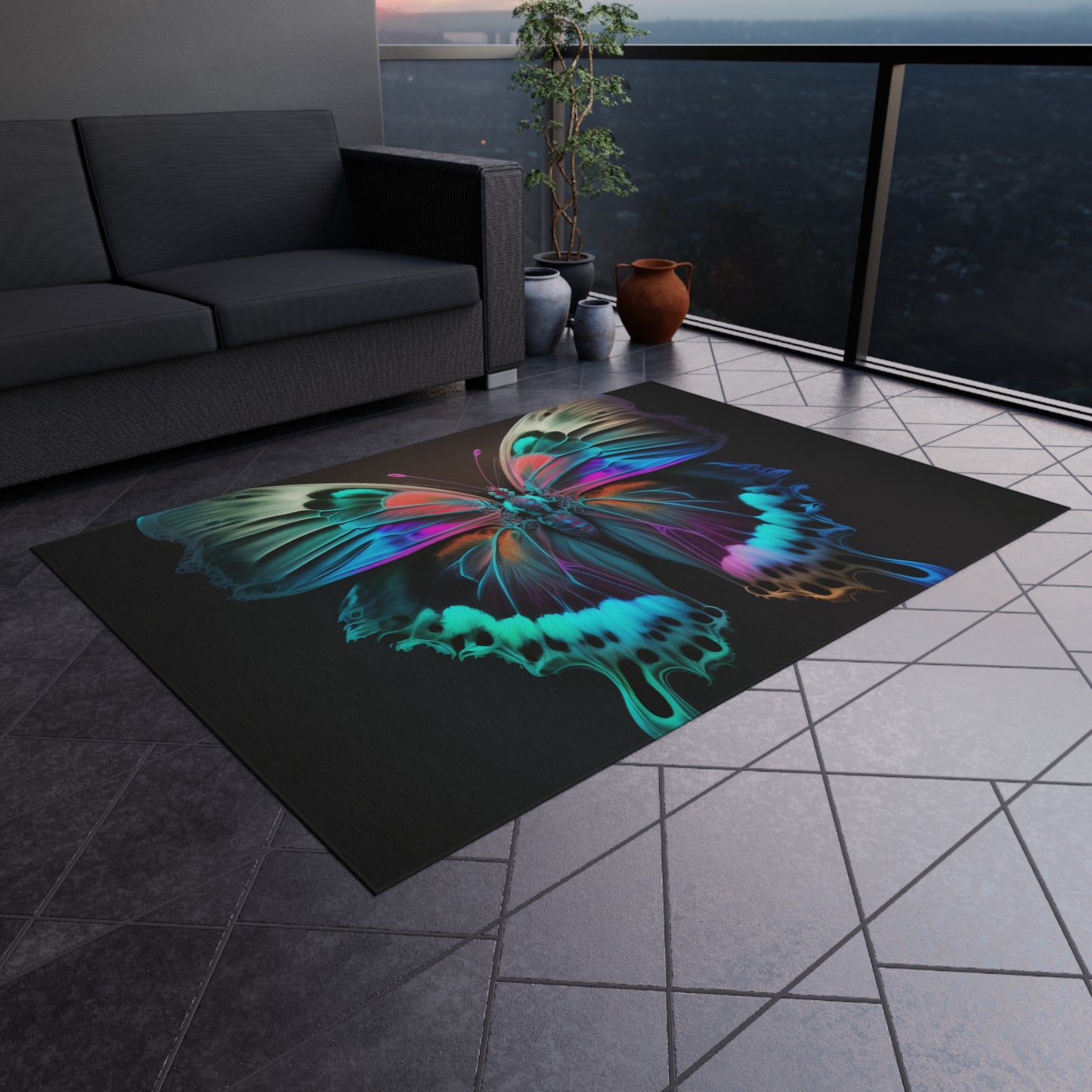 Outdoor Rug  Raw Hyper Color Butterfly 2