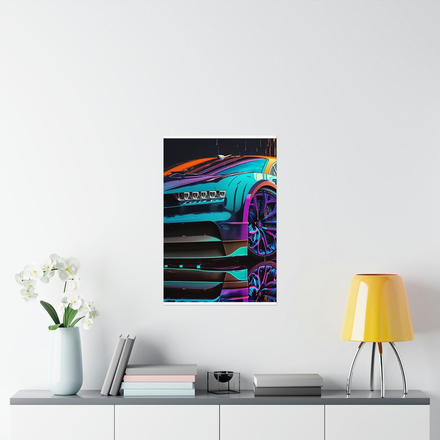 Premium Matte Vertical Posters Bugatti Neon Chiron 1