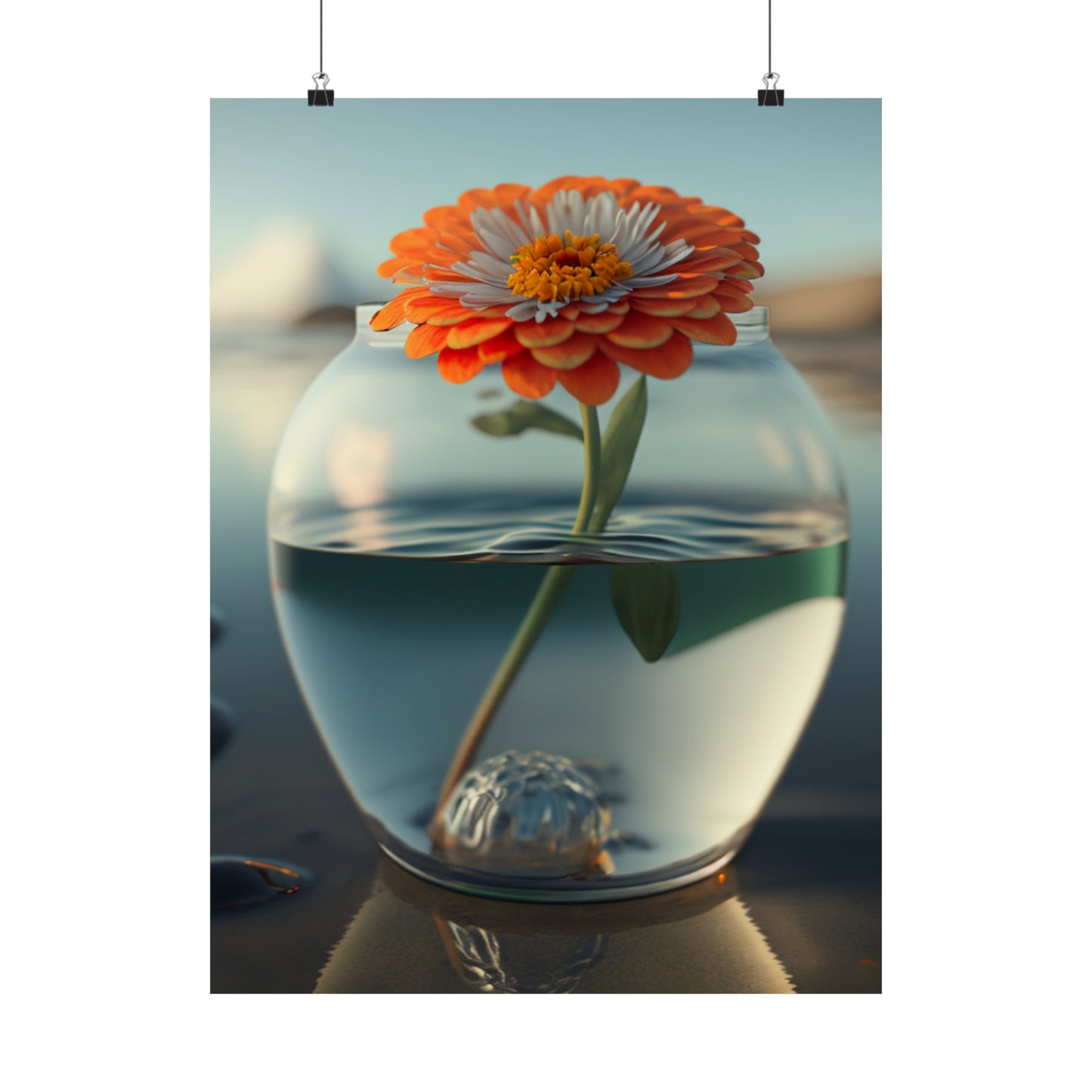 Premium Matte Vertical Posters Orange Zinnia 3