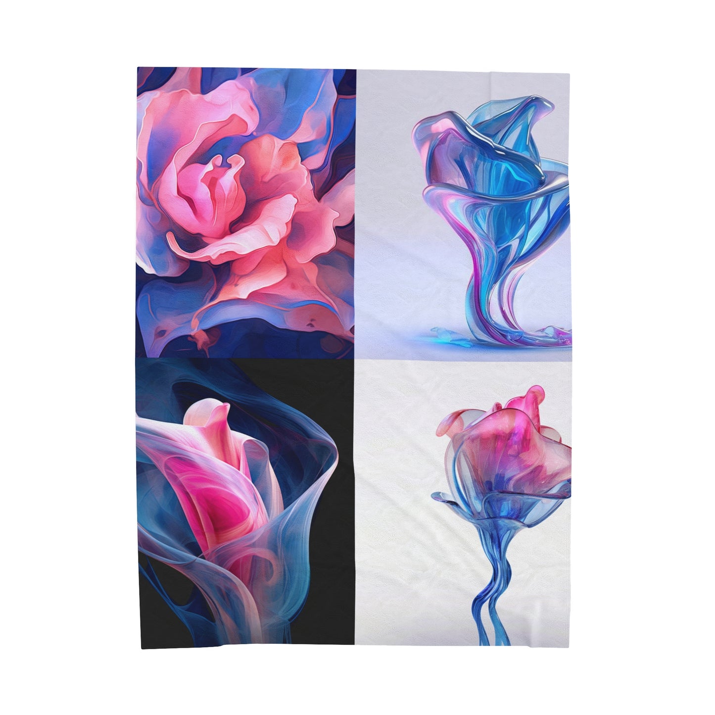 Velveteen Plush Blanket Pink & Blue Tulip Rose 5