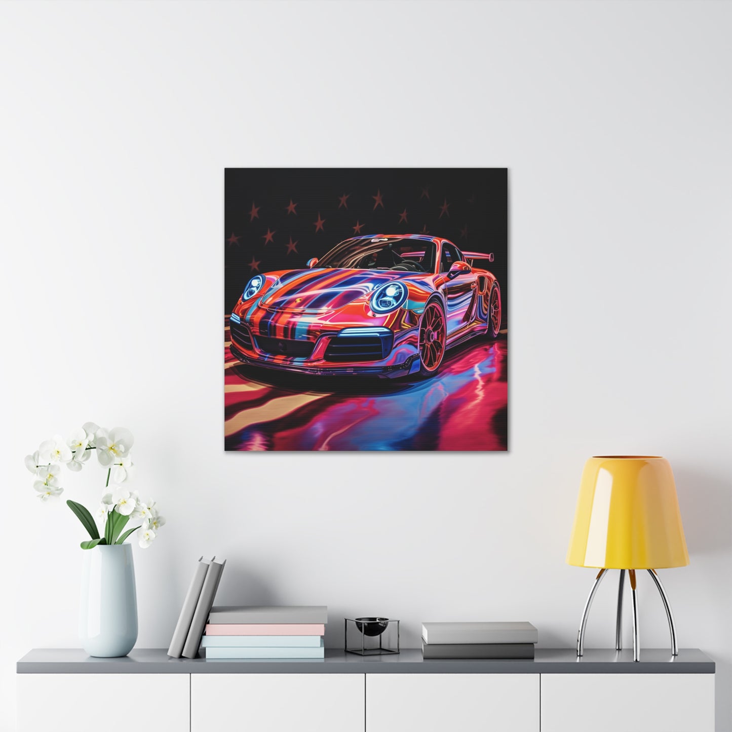 Canvas Gallery Wraps Macro American Flag Porsche 4