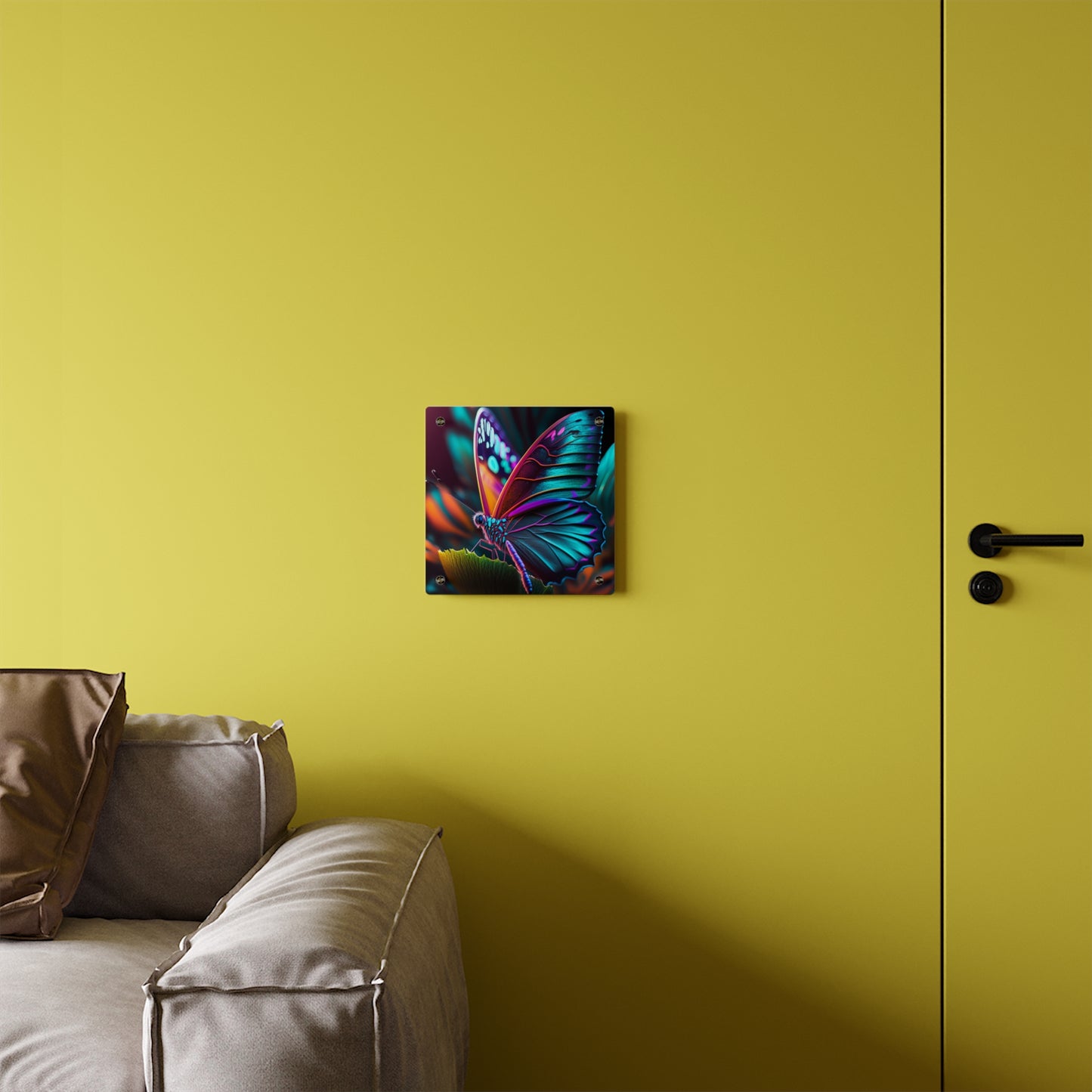 Acrylic Wall Art Panels Neon Butterfly Macro 1