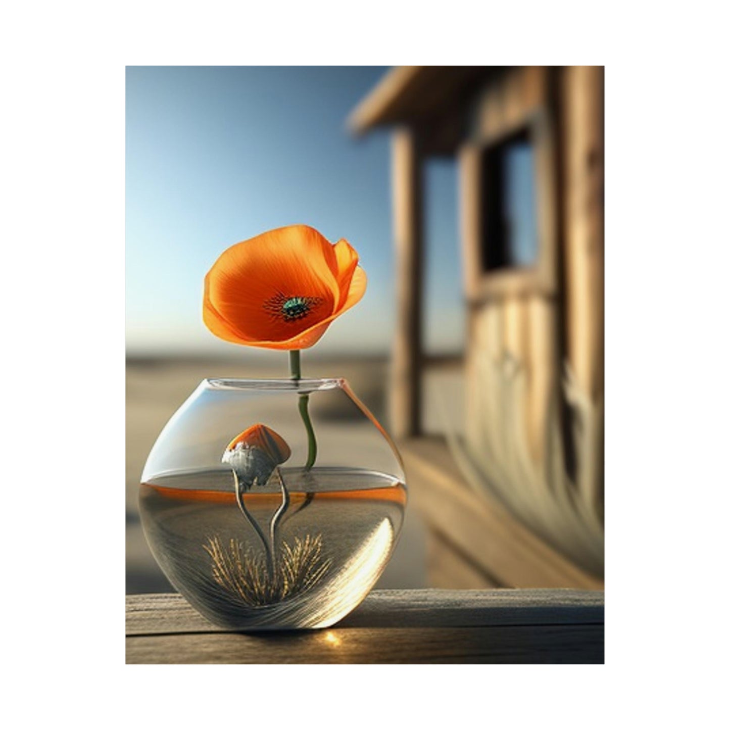 Premium Matte Vertical Posters Orange Poppy in a Vase 1