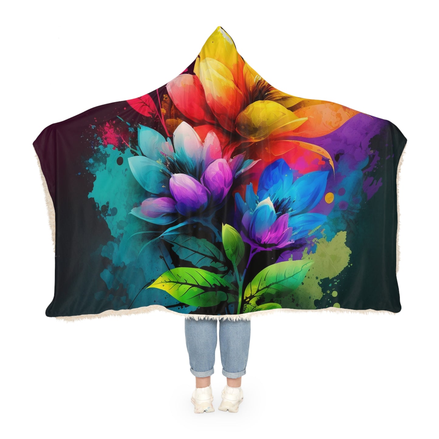 Snuggle Hooded Blanket Bright Spring Flowers 3