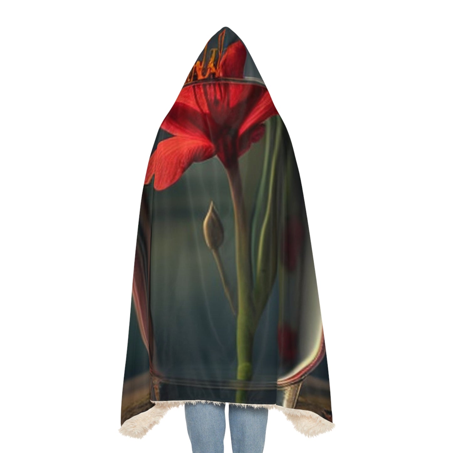 Snuggle Hooded Blanket Red Lily in a Glass vase 1