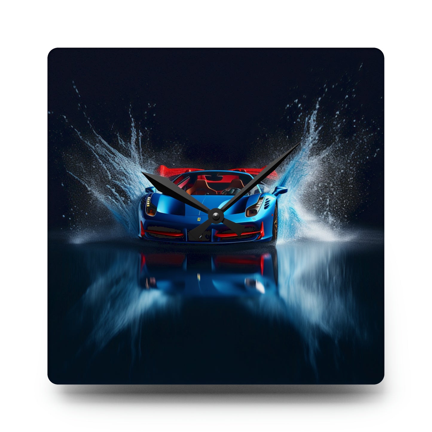 Acrylic Wall Clock Ferrari Water Splash 1