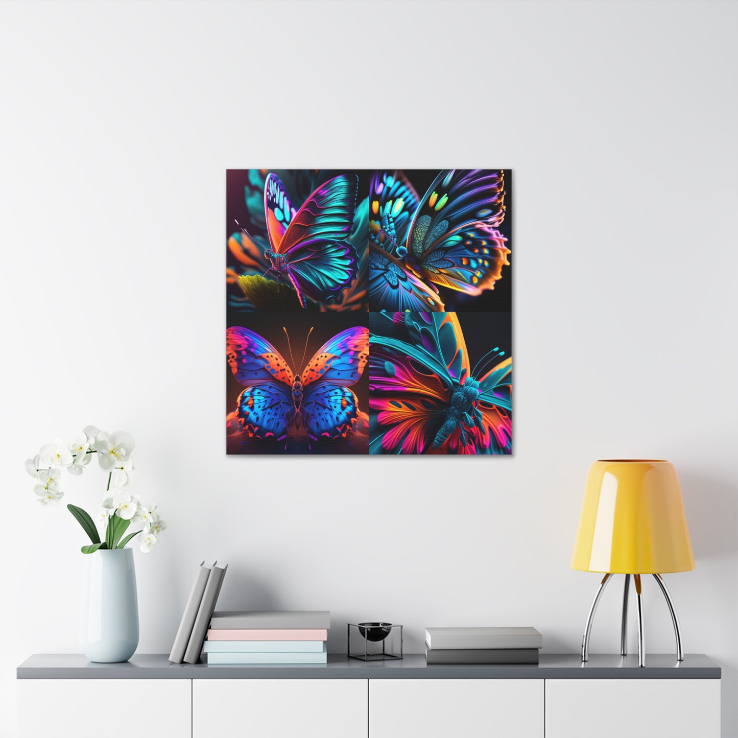 Canvas Gallery Wraps Neon Butterfly Macro 5