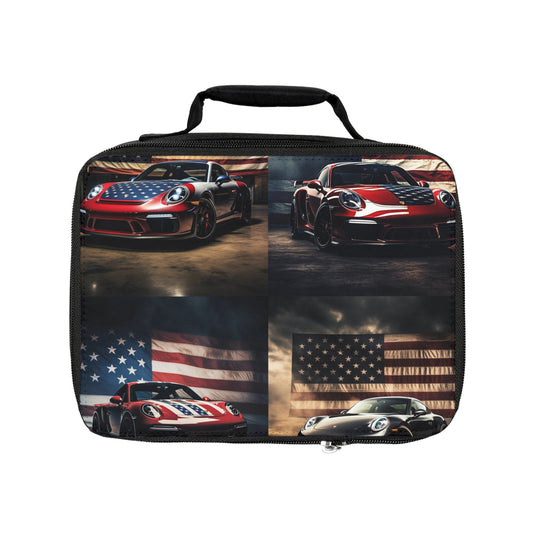 Lunch Bag American Flag Background Porsche 5