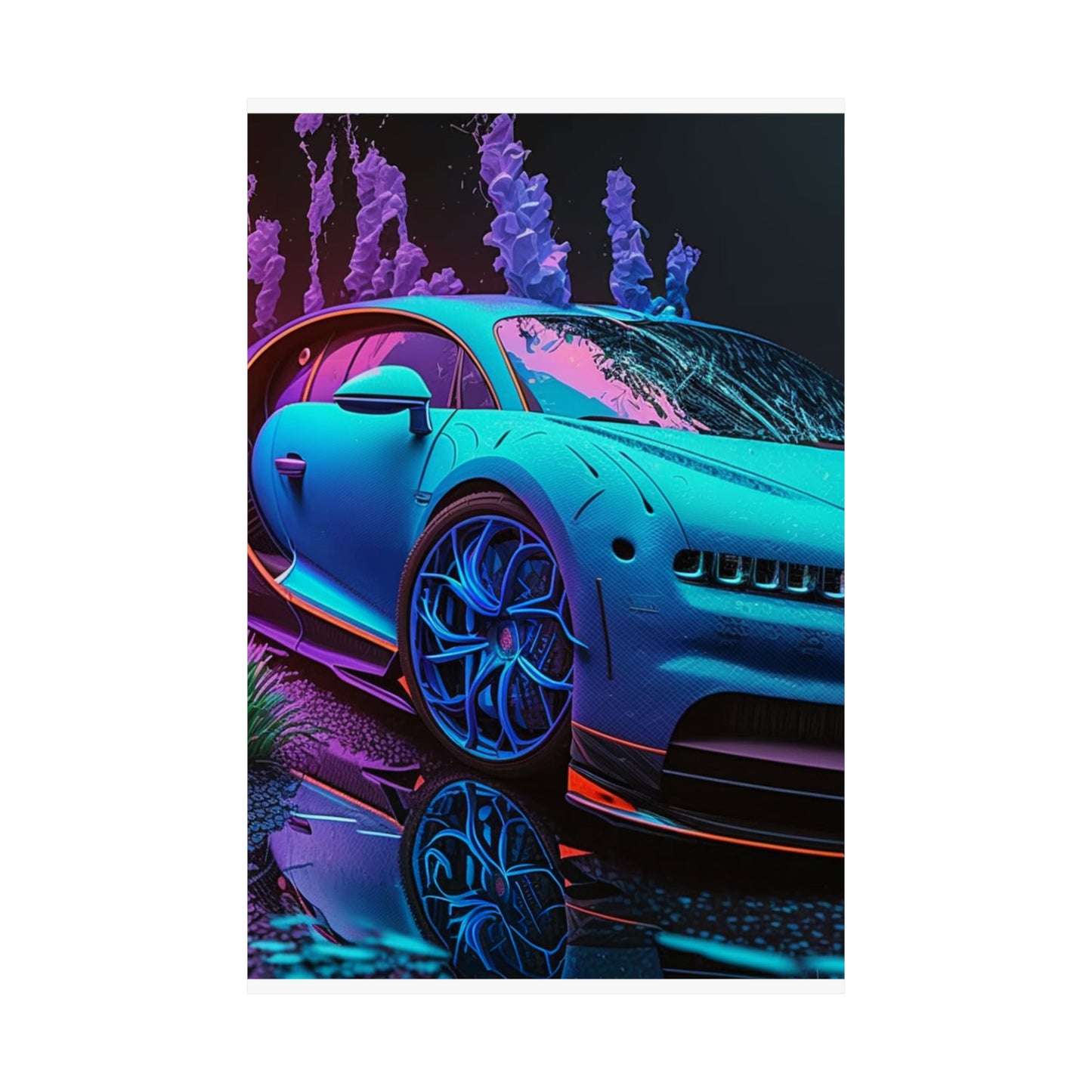 Premium Matte Vertical Posters Bugatti Neon Chiron 2