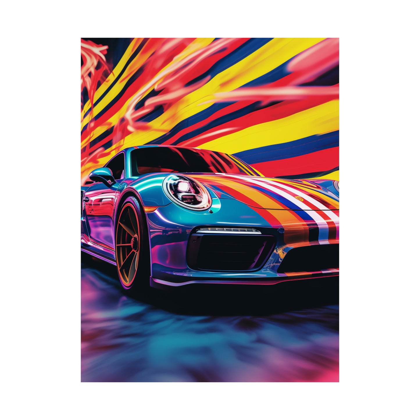 Premium Matte Vertical Posters Macro American Flag Porsche 2