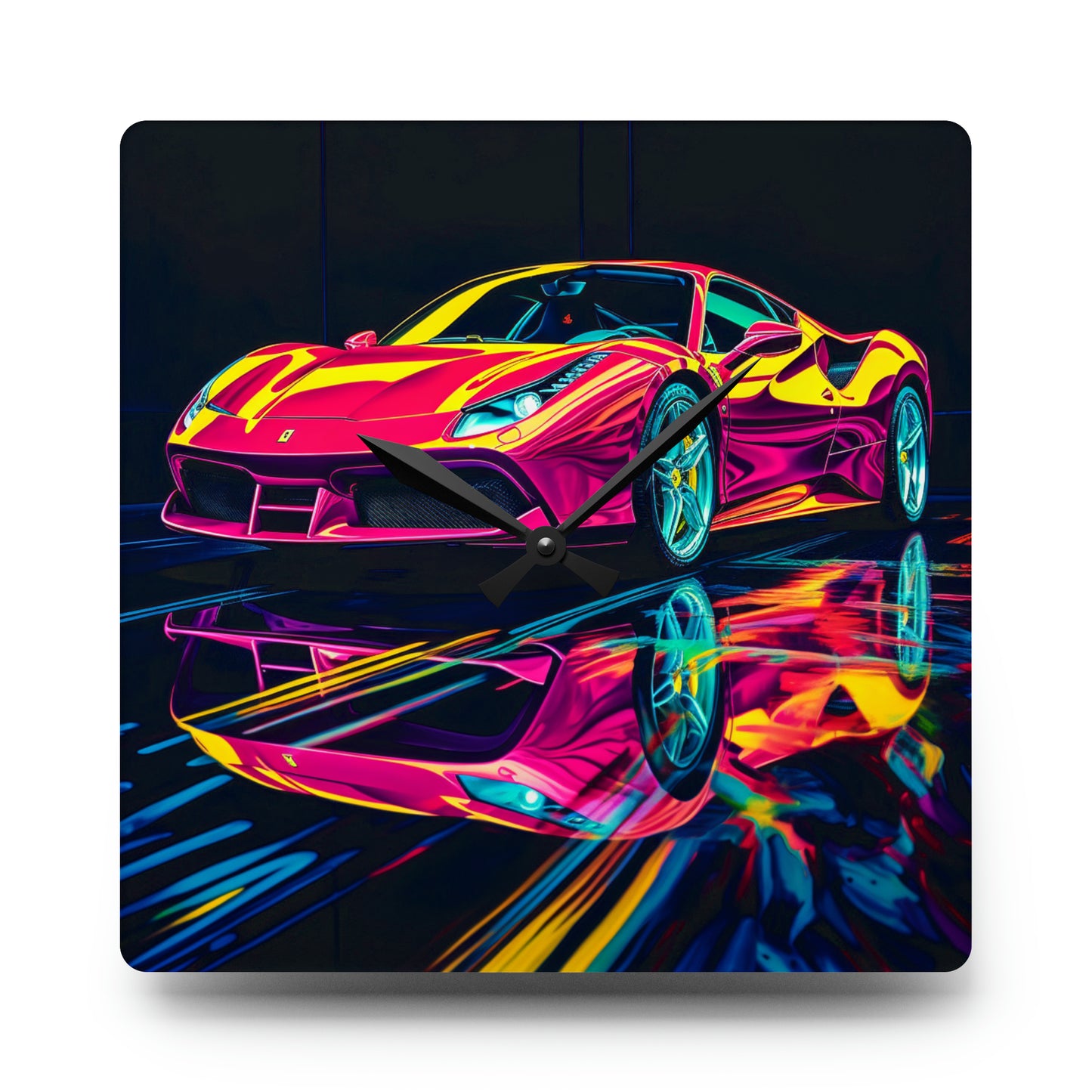 Acrylic Wall Clock Pink Ferrari Macro 1