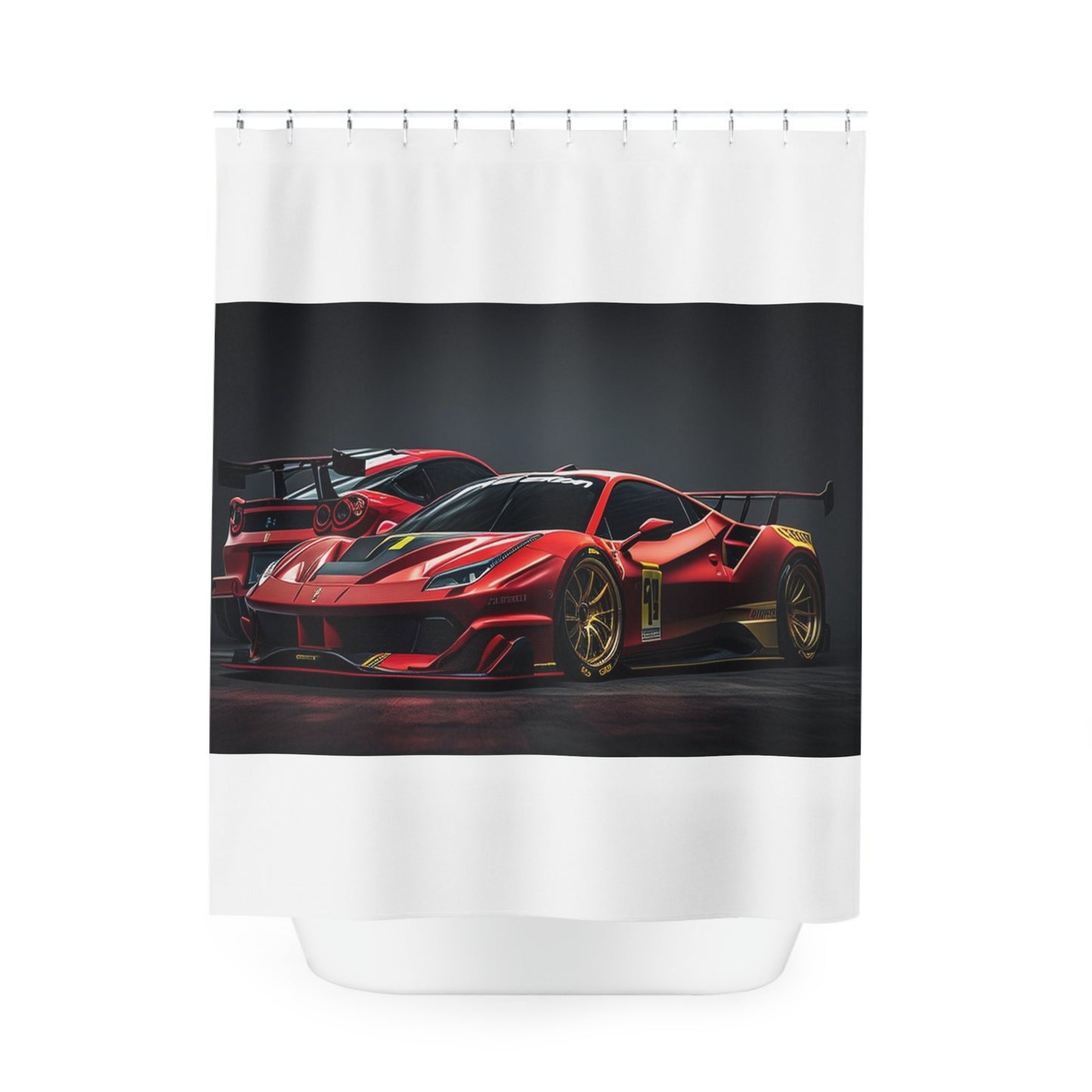 Polyester Shower Curtain Ferrari Red 3