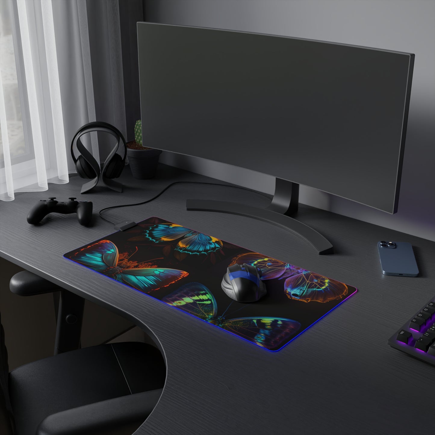 LED Gaming Mouse Pad Neon Butterfly Flair 5