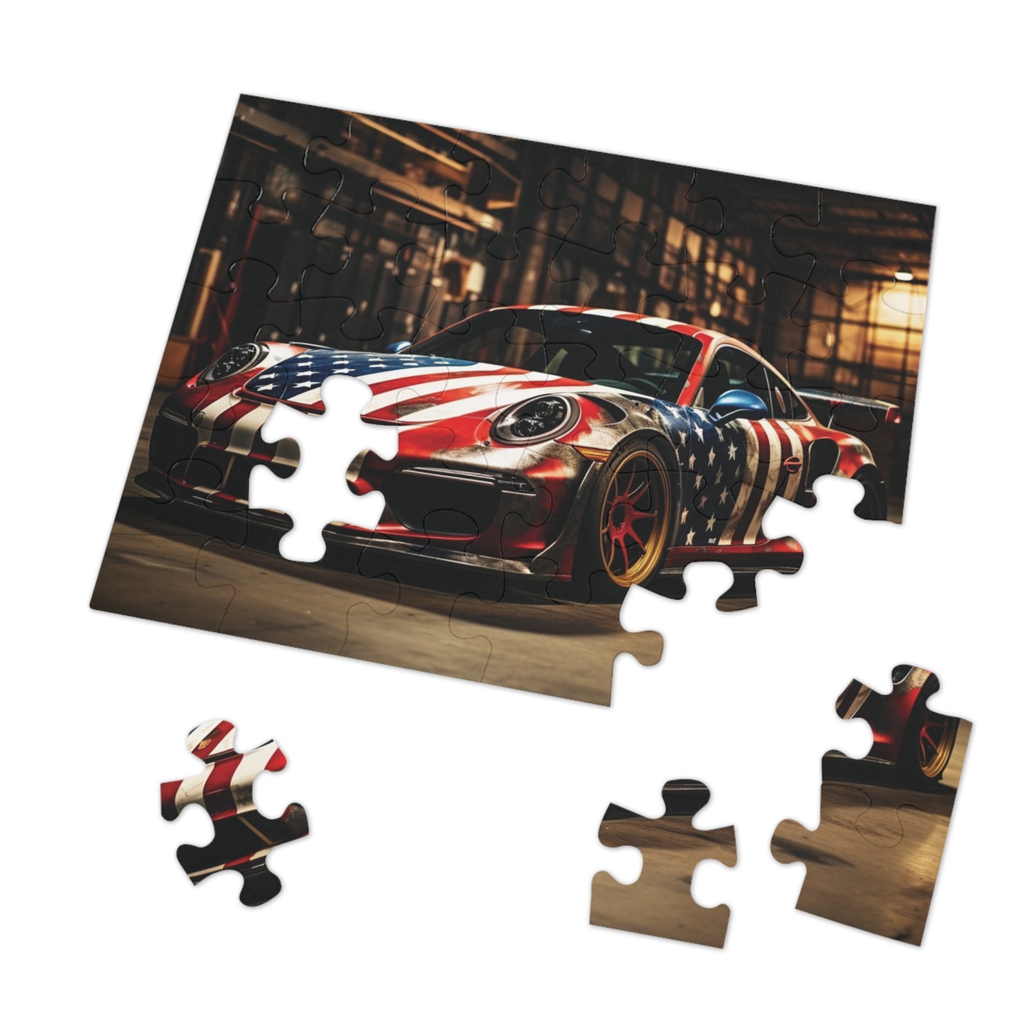 Jigsaw Puzzle (30, 110, 252, 500,1000-Piece) American Flag Porsche 4