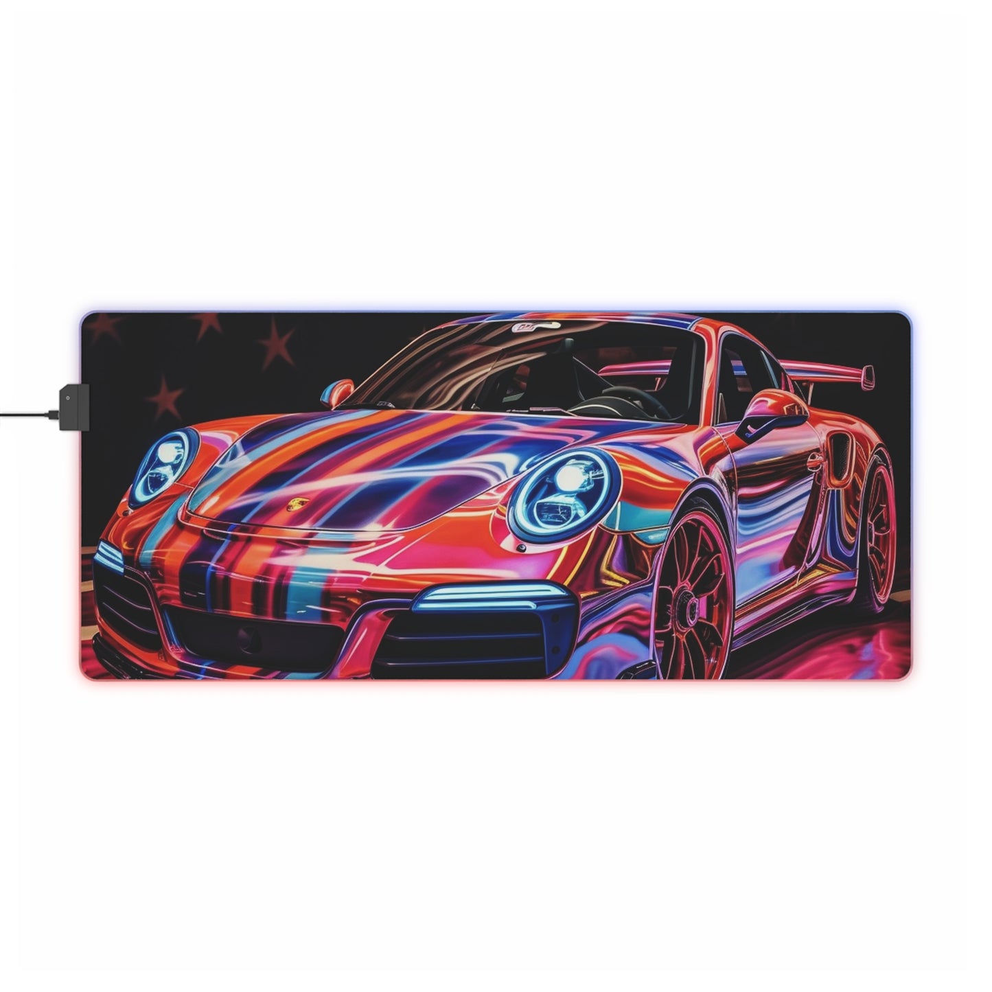 LED Gaming Mouse Pad American Flag Colored Porsche 3