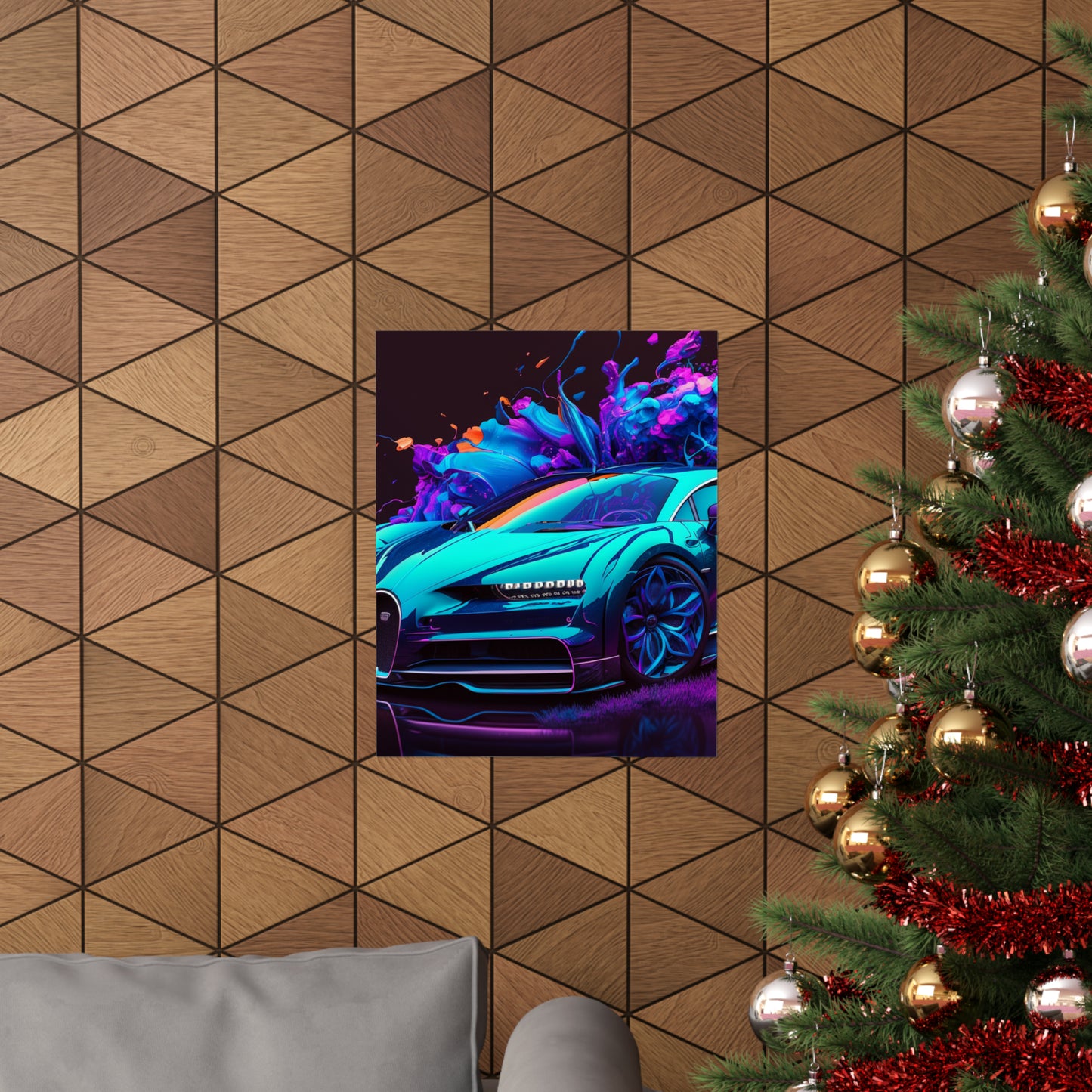 Premium Matte Vertical Posters Bugatti Neon Chiron 3