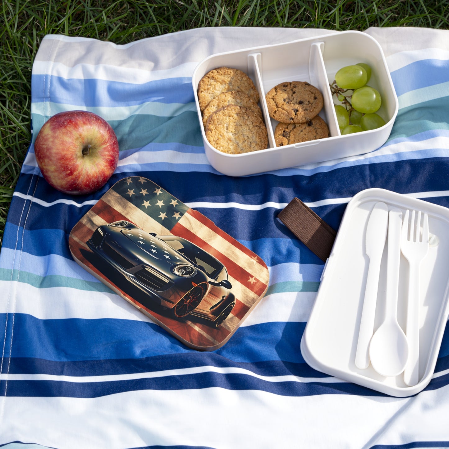Bento Lunch Box Abstract American Flag Background Porsche 3