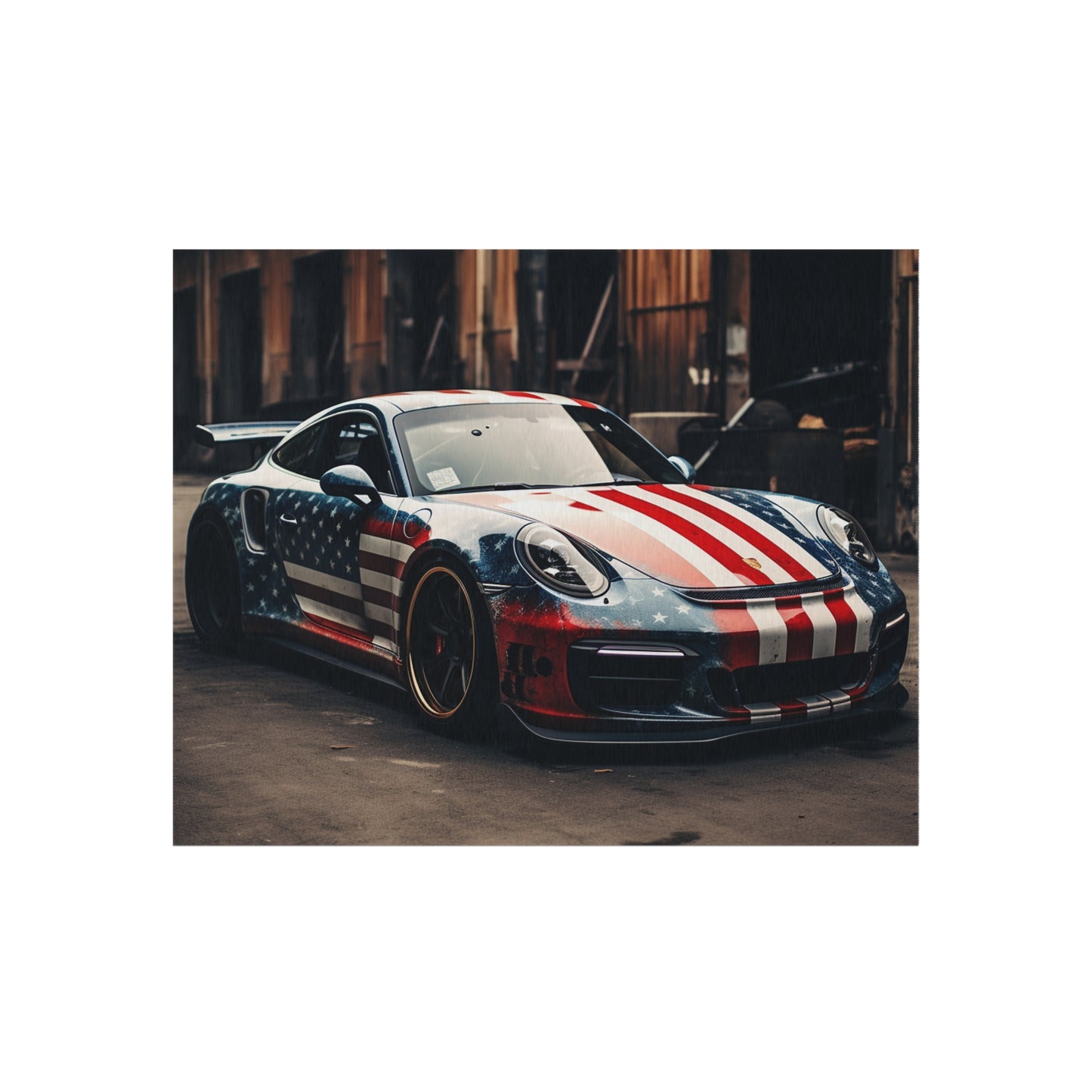 Outdoor Rug  American Flag Porsche 3