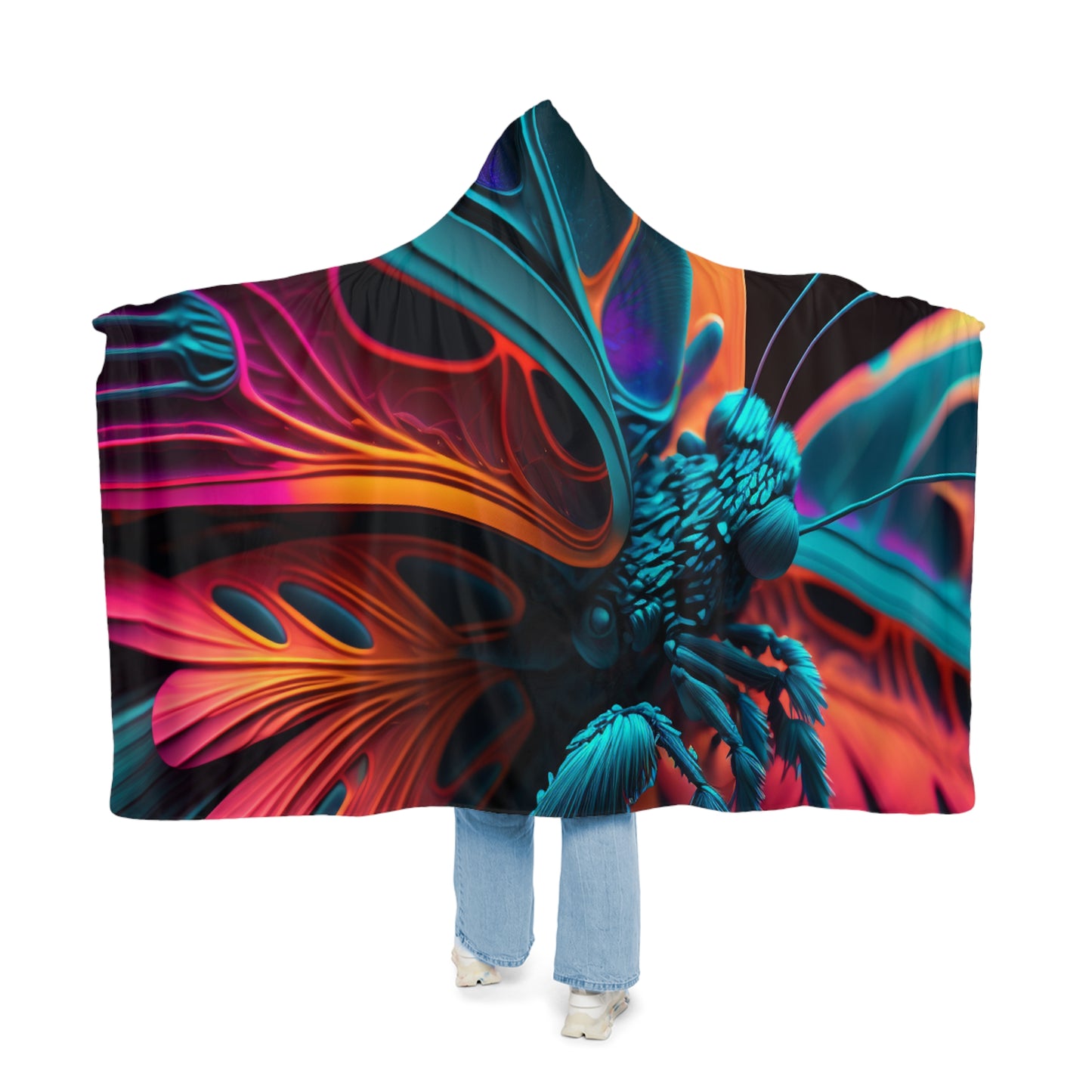Snuggle Hooded Blanket Neon Butterfly Macro 4