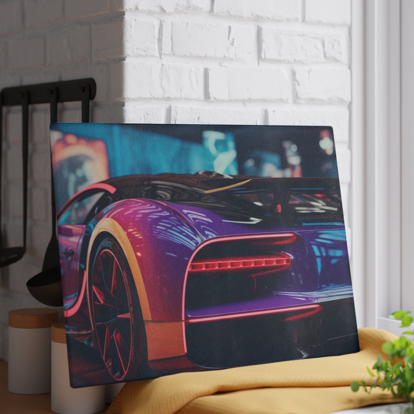 Glass Cutting Board Hyper Bugatti Neon Chiron 3