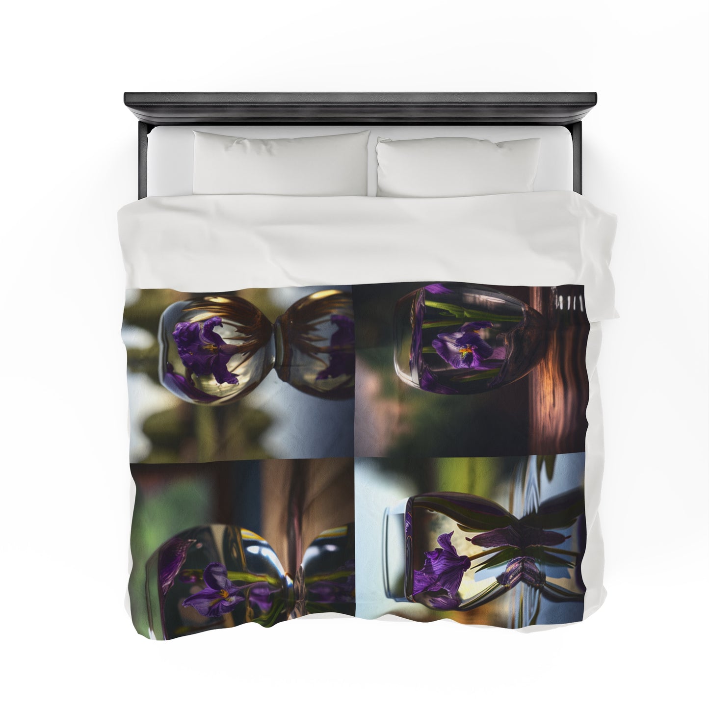 Velveteen Plush Blanket Purple Iris in a vase 5