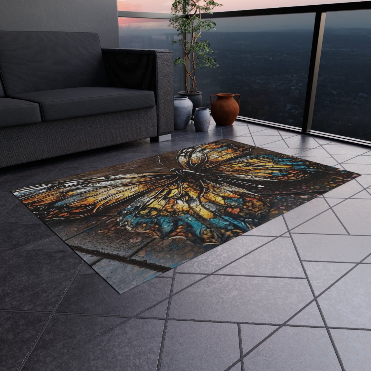 Outdoor Rug  Water Butterfly Street 1