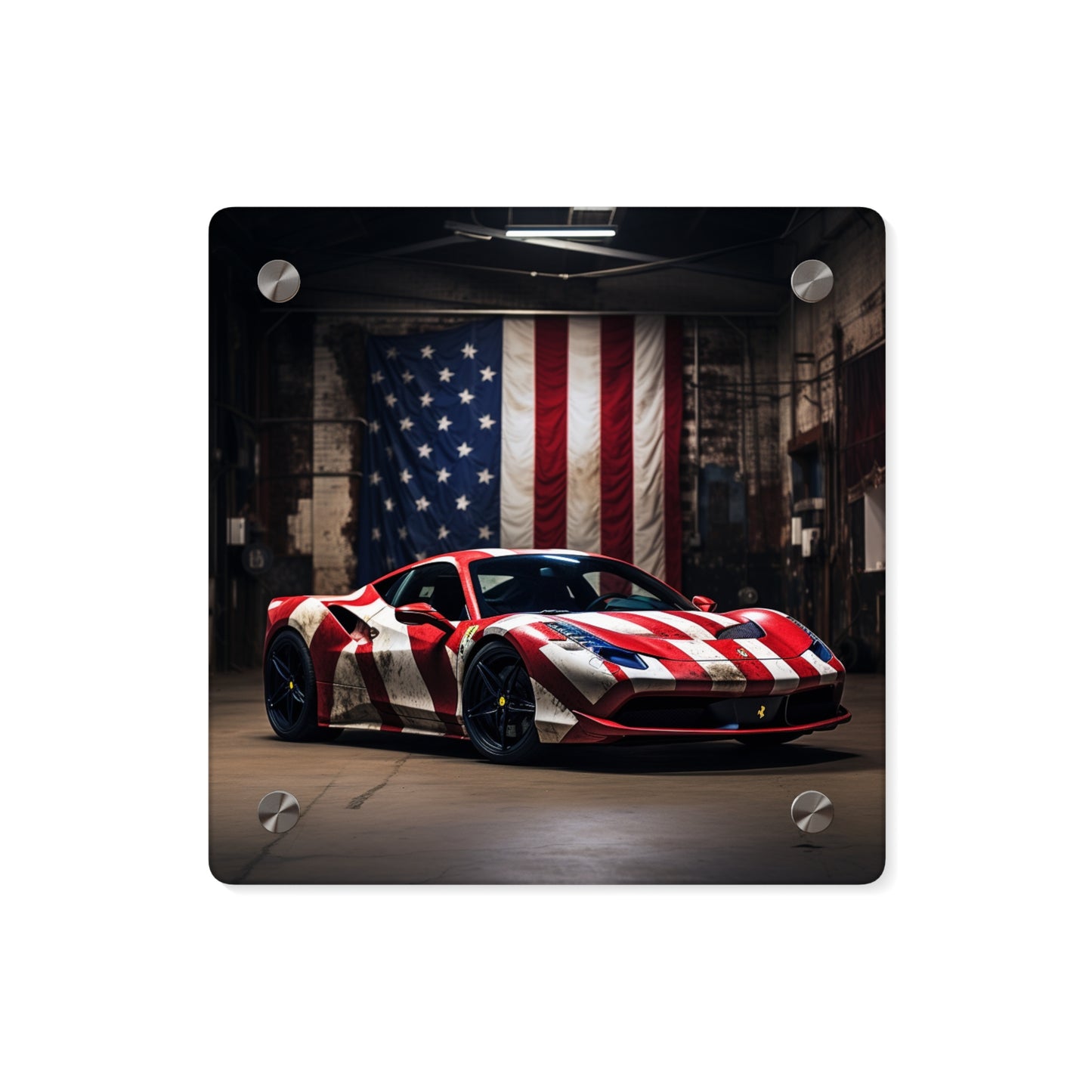 Acrylic Wall Art Panels American Flag Farrari 2