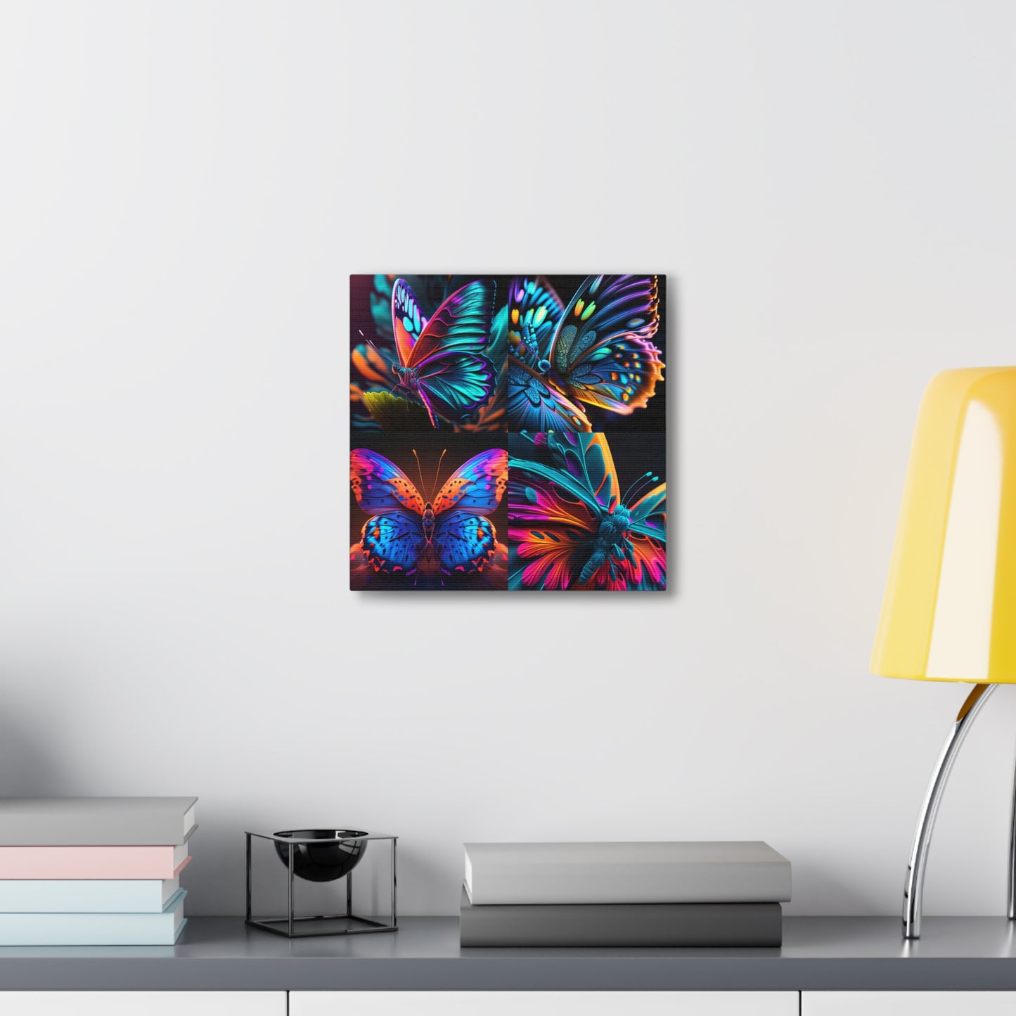 Canvas Gallery Wraps Neon Butterfly Macro 5