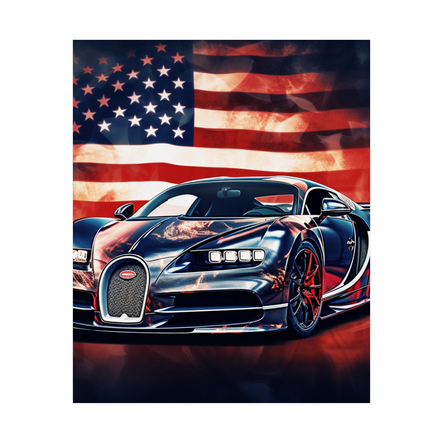 Premium Matte Vertical Posters Abstract American Flag Background Bugatti 4