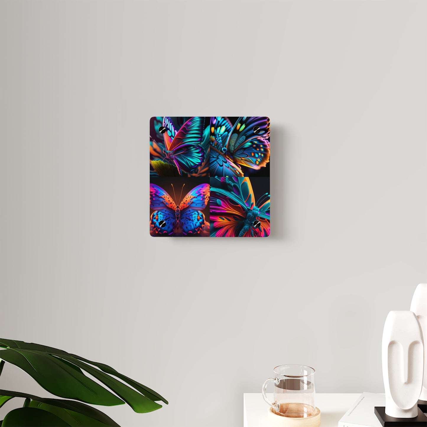 Acrylic Wall Art Panels Neon Butterfly Macro 5