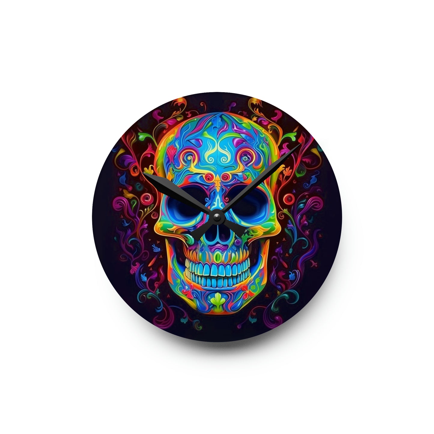 Acrylic Wall Clock Macro Skull Color 4