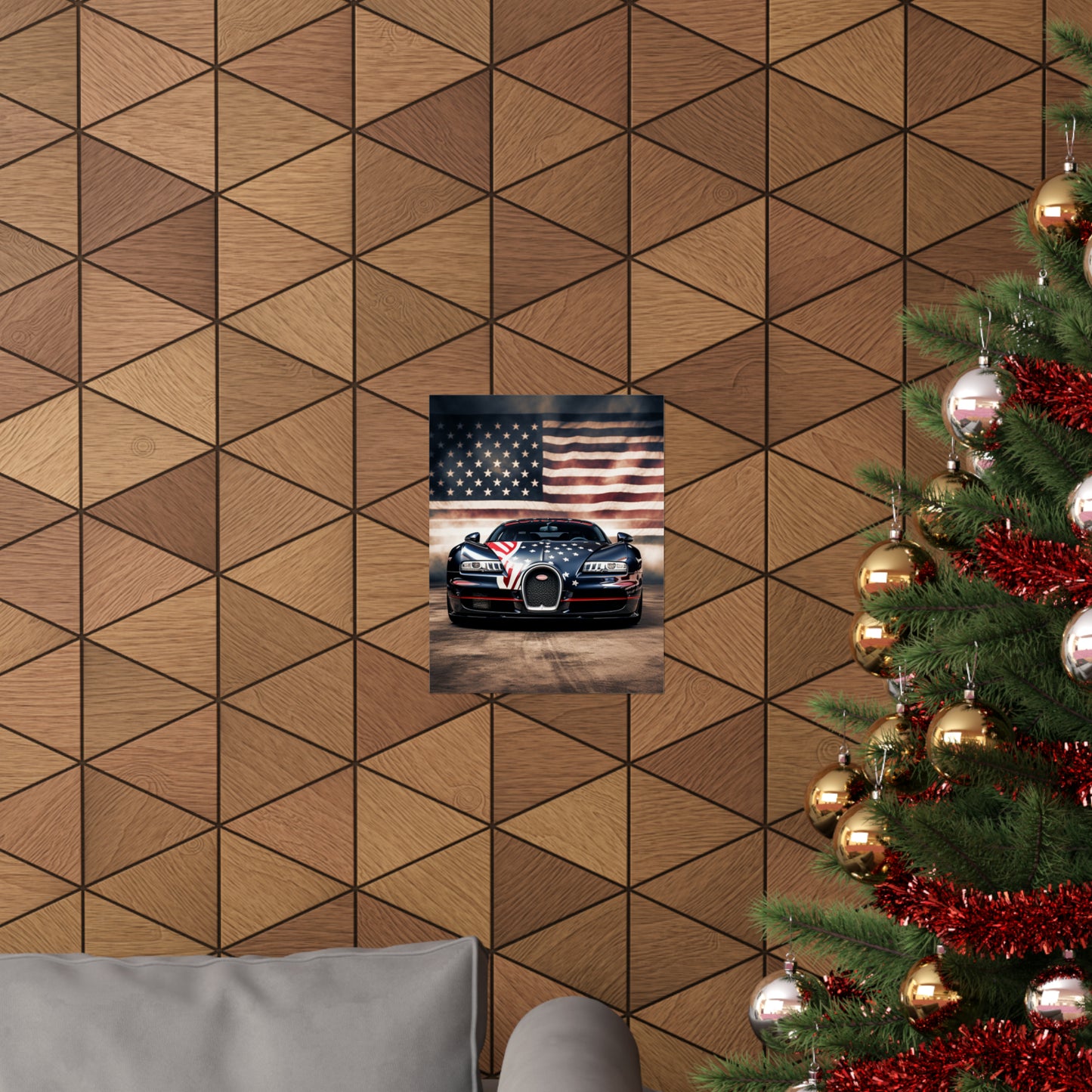 Premium Matte Vertical Posters Bugatti American Flag 2