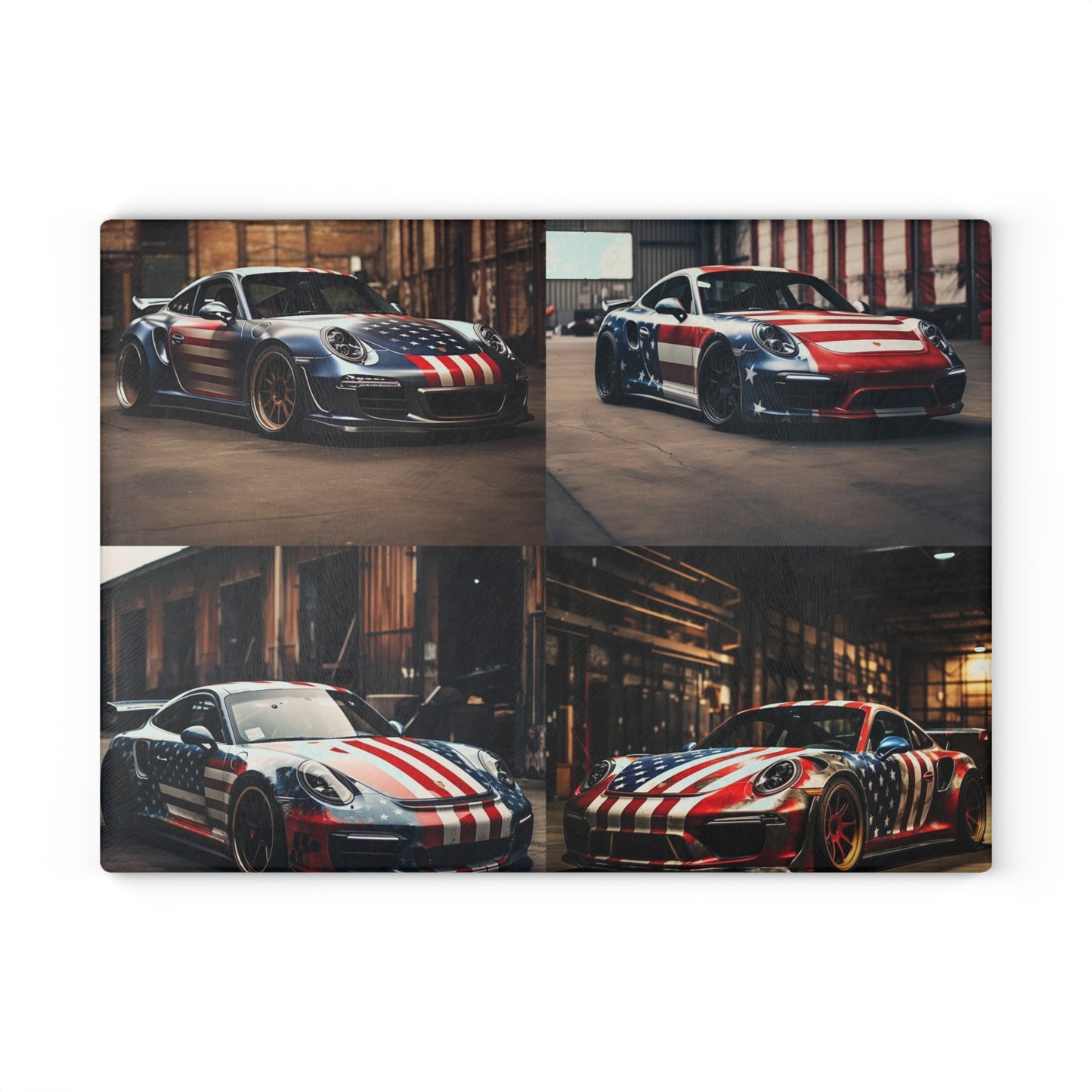 Glass Cutting Board American Flag Porsche 5