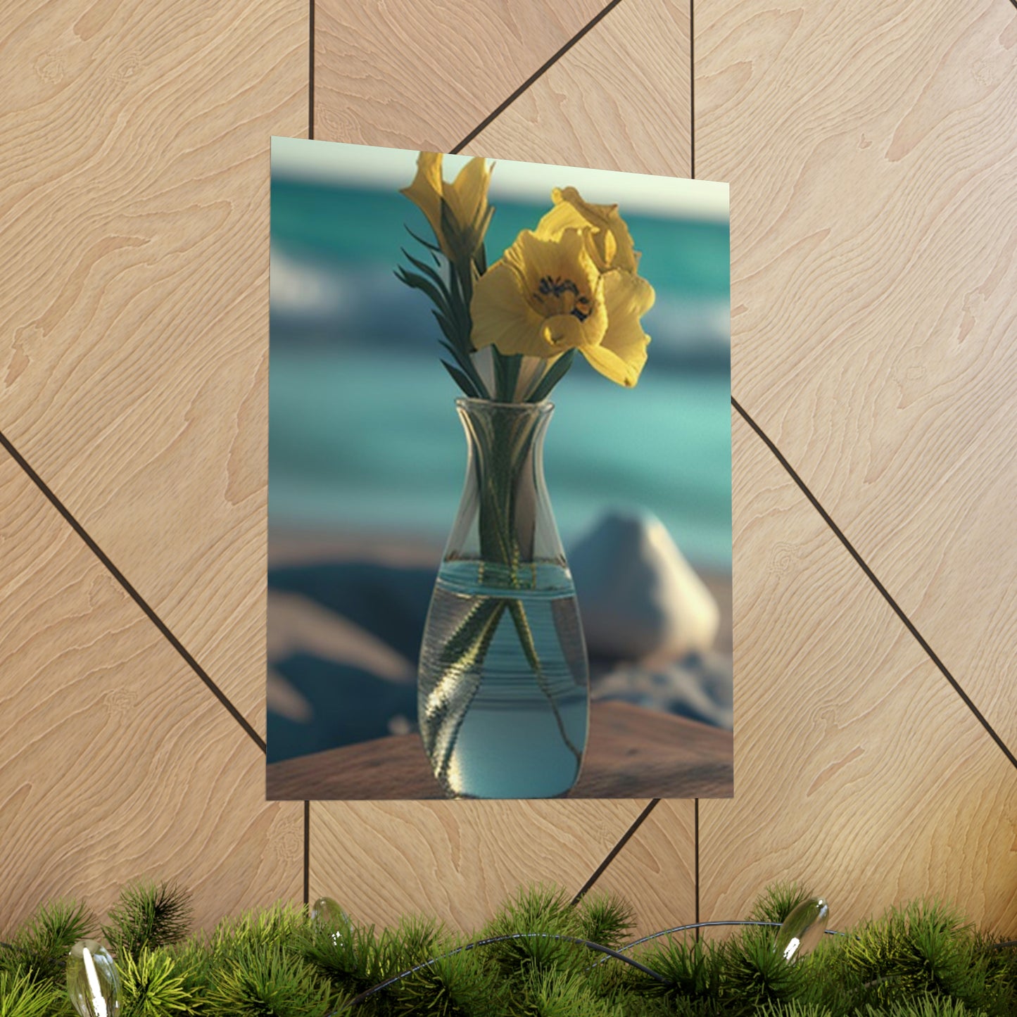 Premium Matte Vertical Posters Yellow Gladiolus glass 4