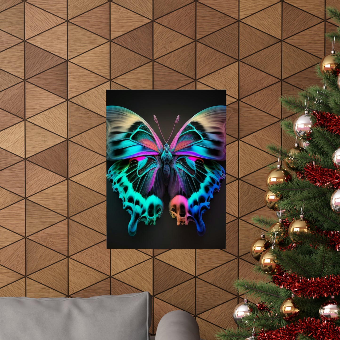 Premium Matte Vertical Posters Neon Butterfly Fusion 2