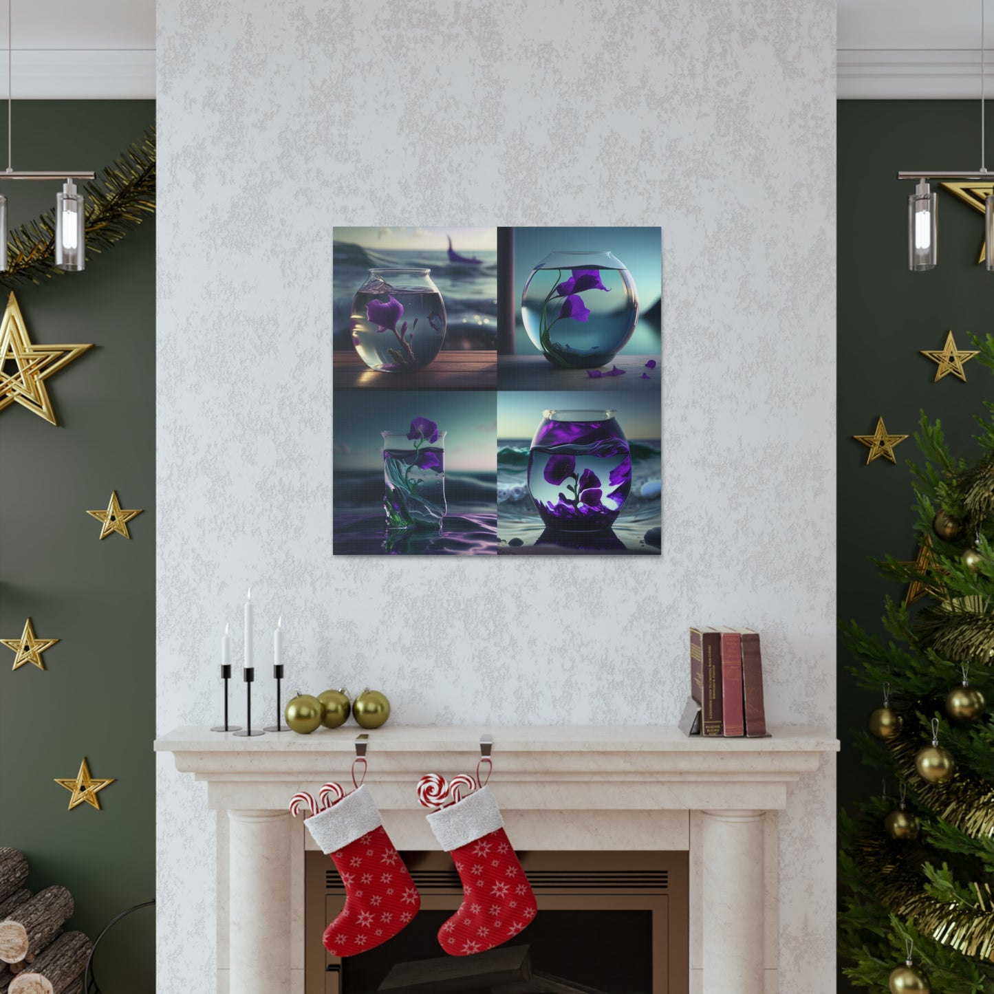 Canvas Gallery Wraps Purple Sweet pea in a vase 5