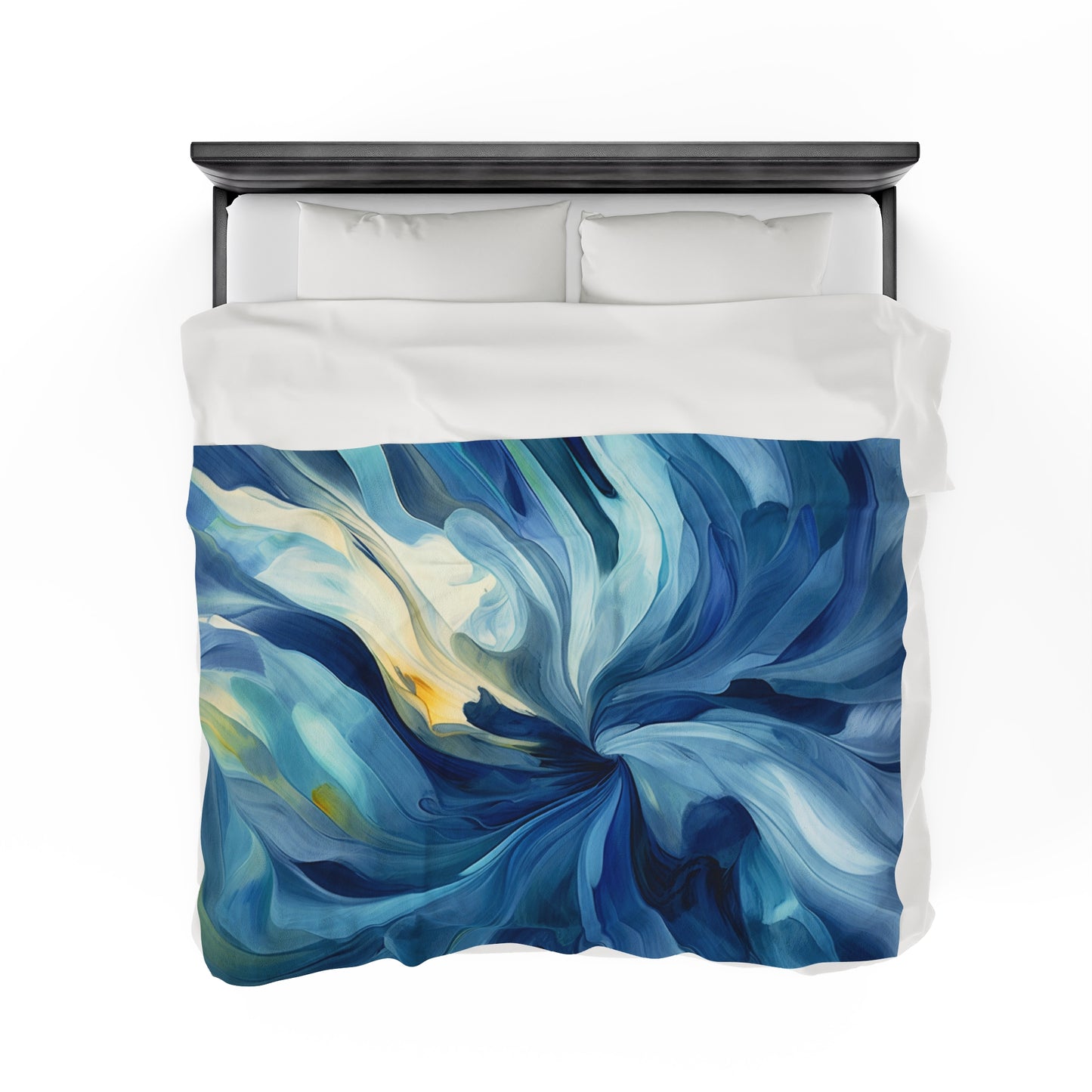 Velveteen Plush Blanket Blue Tluip Abstract 4